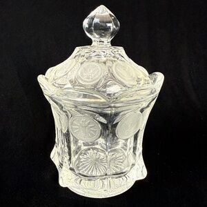 Vintage Fostoria Clear Coin Glass Covered Candy Dish With Lid Excellent 2 pc